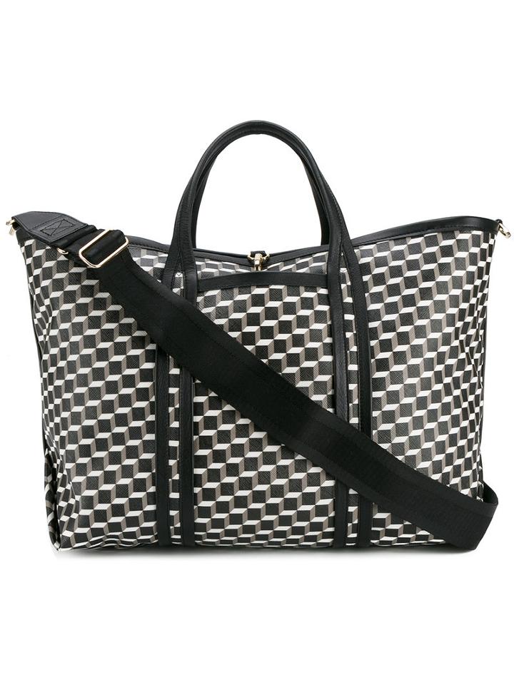Pierre Hardy Cube Print Tote Bag, Men's, Black, Calf Leather