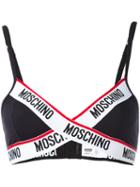 Moschino - Brand Tape Bikini Top - Women - Polyamide/spandex/elastane - 1, Black, Polyamide/spandex/elastane