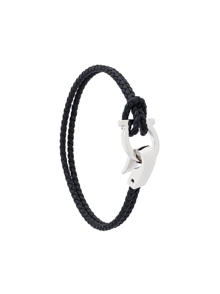 Salvatore Ferragamo Gancio Braided Bracelet - Black