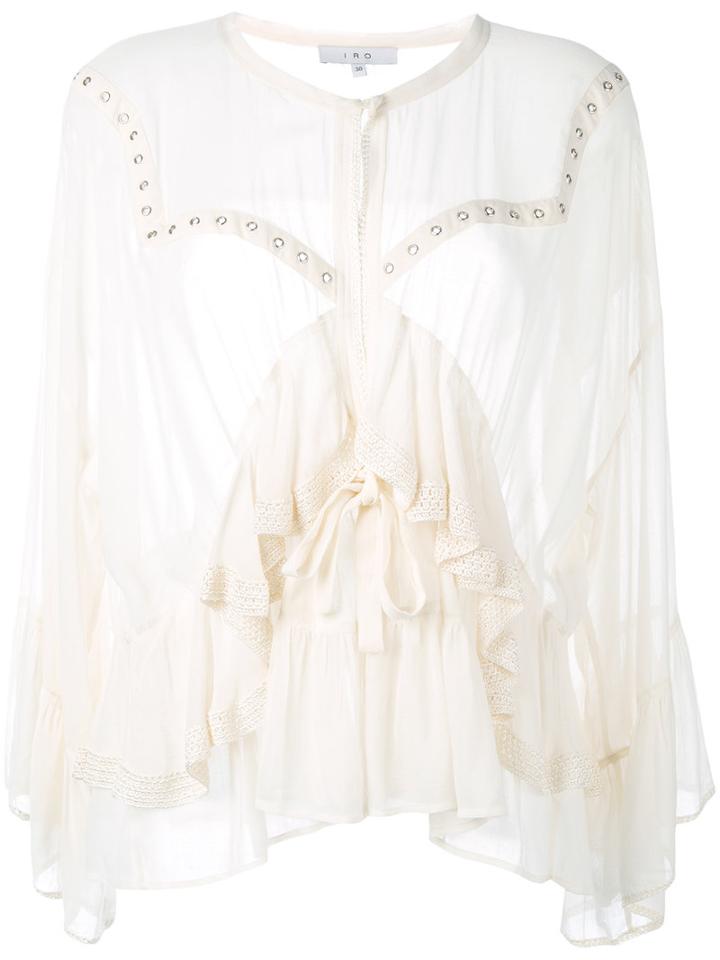 Iro - Frill Detail Blouse - Women - Viscose - 36, Nude/neutrals, Viscose