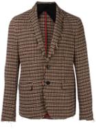 Msgm Houndstooth Pattern Blazer, Men's, Size: 46, Brown, Acrylic/polyester/wool/acetate