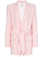 Tibi Tie Front Layered Linen Blazer - Pink