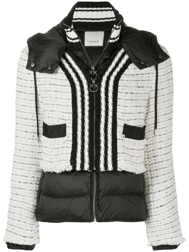 Pinko Tweed Panel Padded Jacket - White
