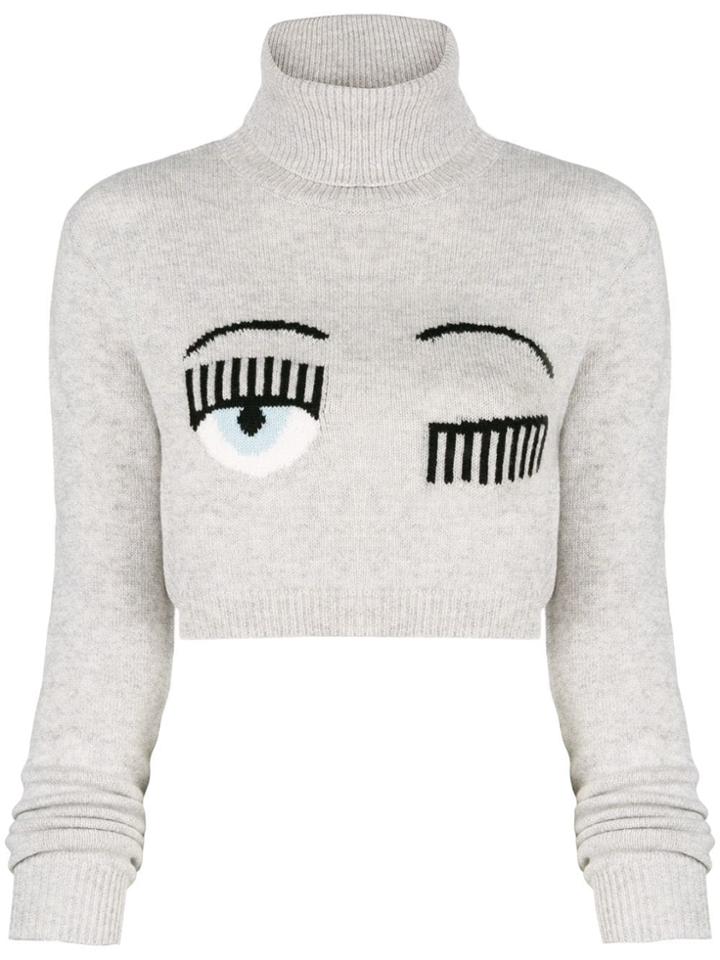 Chiara Ferragni Flirting Eye Cropped Jumper - Grey