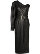 Anouki One-shoulder Faux Leather Midi Dress - Black