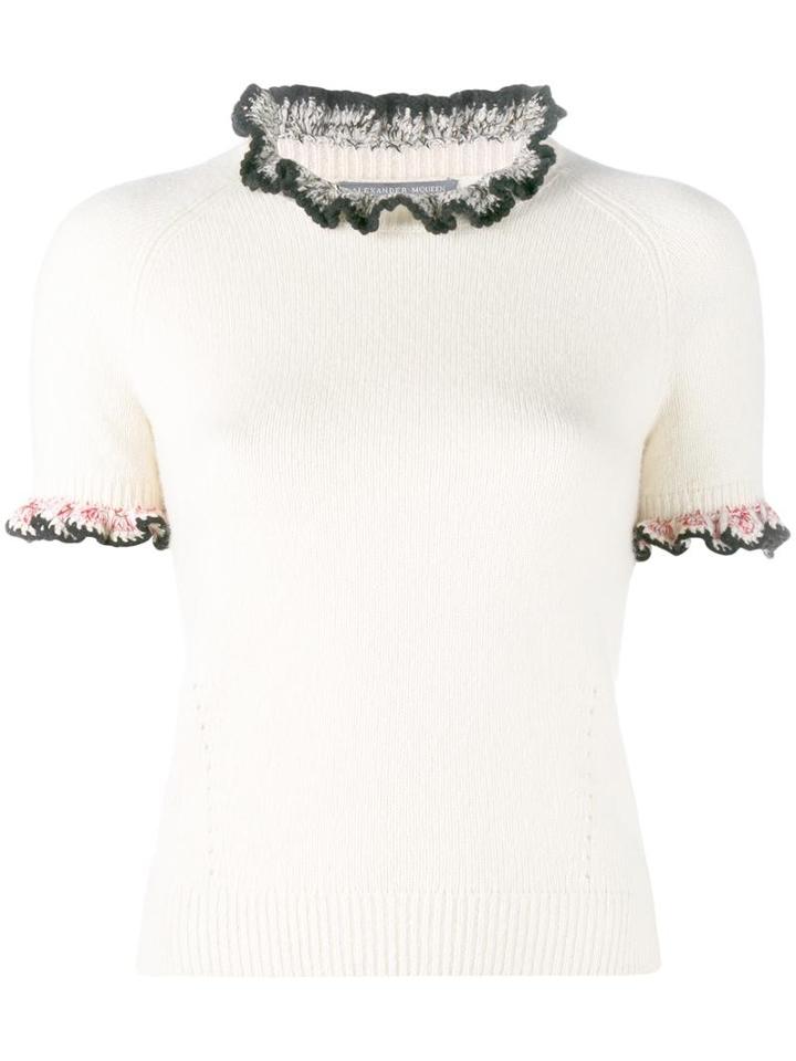 Alexander Mcqueen Knitted Ruffle Top, Women's, Size: Small, White, Cashmere