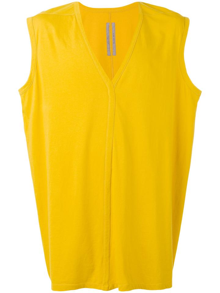 Rick Owens Sleeveless Jumbo V-neck Top, Men's, Size: Large, Yellow/orange, Cotton