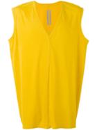 Rick Owens Sleeveless Jumbo V-neck Top, Men's, Size: Large, Yellow/orange, Cotton