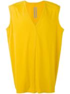 Rick Owens Sleeveless Jumbo V-neck Top, Men's, Size: Large, Yellow/orange, Cotton
