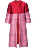 Oscar De La Renta Flared Open Coat - Pink & Purple
