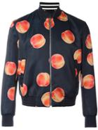 Paul Smith Peach Print Bomber Jacket, Men's, Size: Medium, Blue, Polyester/polyamide/viscose/wool