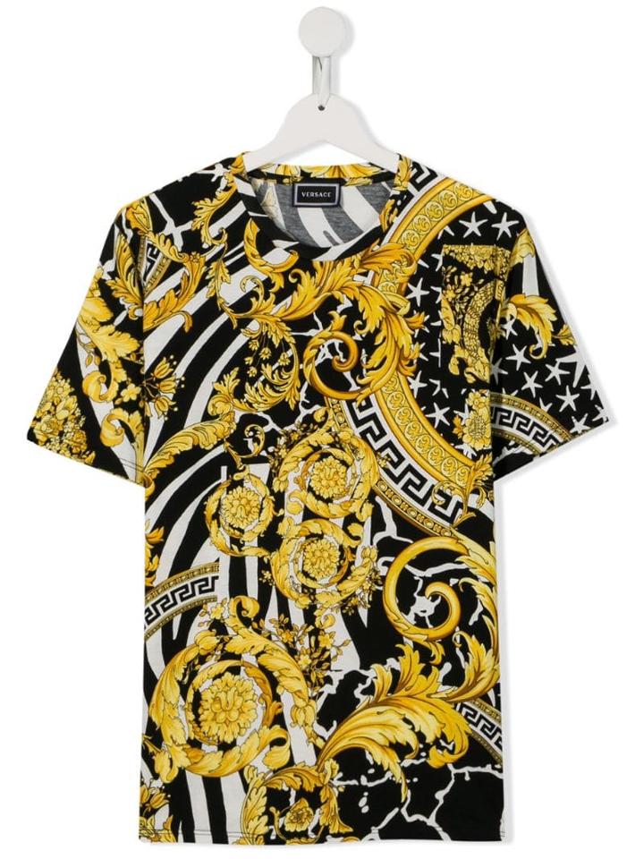 Young Versace Teen Baroque Print T-shirt - Yellow
