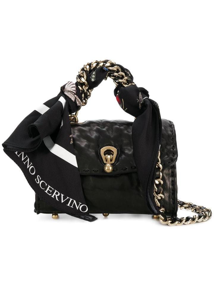 Ermanno Scervino Scarf Embellished Mini Bag - Black