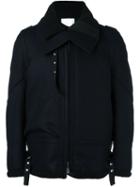 Sacai Layered Collar Jacket, Men's, Size: 3, Blue, Leather/wool