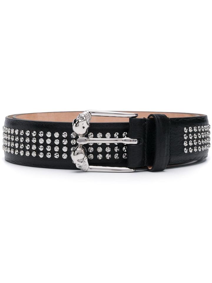Alexander Mcqueen Skulls Buckle Belt - Black