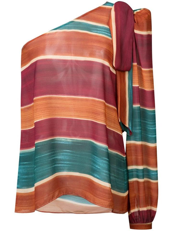 Patbo Rio Stripe One-shoulder Blouse - Green