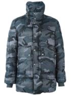 Moncler Gamme Bleu Camouflage Padded Jacket, Men's, Size: 5, Grey, Polyamide/cotton/cupro/feather Down