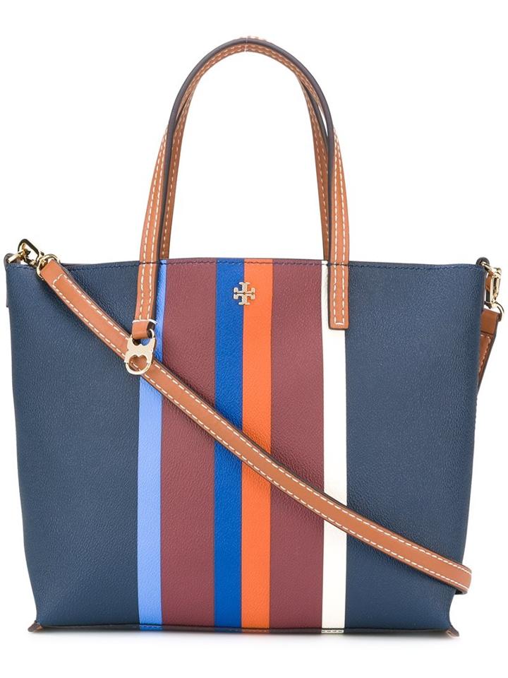 Tory Burch Small 'kerrington Stripe' Tote Bag, Women's, Blue