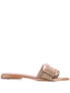 Santoni Oversized Buckle Mules - Neutrals