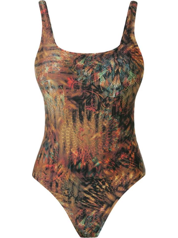 Lygia & Nanny Open Back Printed Swimsuit, Women's, Size: 46, Brown, Polyamide/spandex/elastane