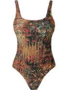 Lygia & Nanny Open Back Printed Swimsuit, Women's, Size: 46, Brown, Polyamide/spandex/elastane