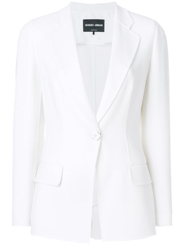 Giorgio Armani Slim Fit Buttoned Blazer - White