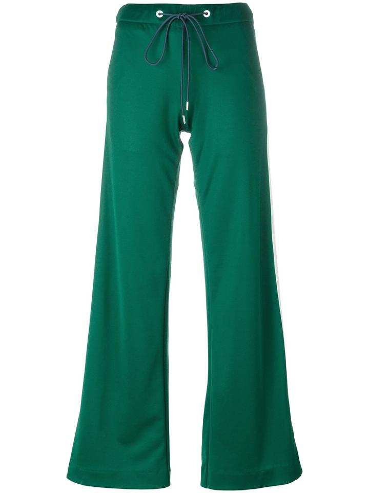 Dondup Side Stripe Flared Trousers, Women's, Size: 40, Green, Polyester/cotton/spandex/elastane