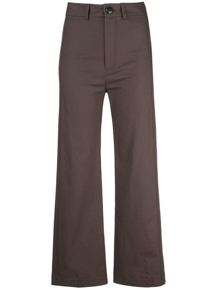 Sea Plain Flared Trousers - Brown