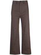 Sea Plain Flared Trousers - Brown
