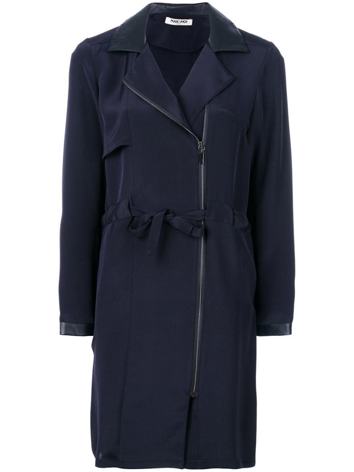 Max & Moi Off-centre Zipped Coat - Blue