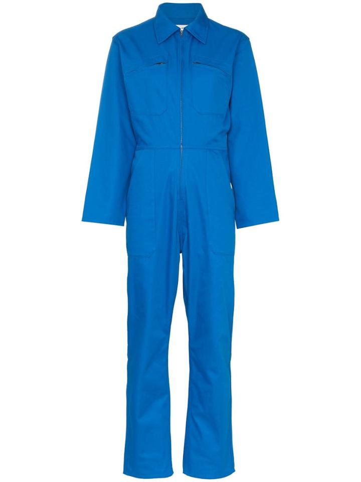 A Plan Zipped Cropped Cotton Jumpsuit - Blue