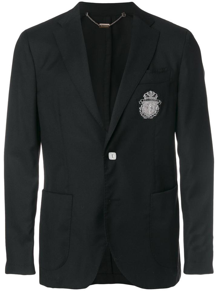 Billionaire Emblem Patch Blazer - Black
