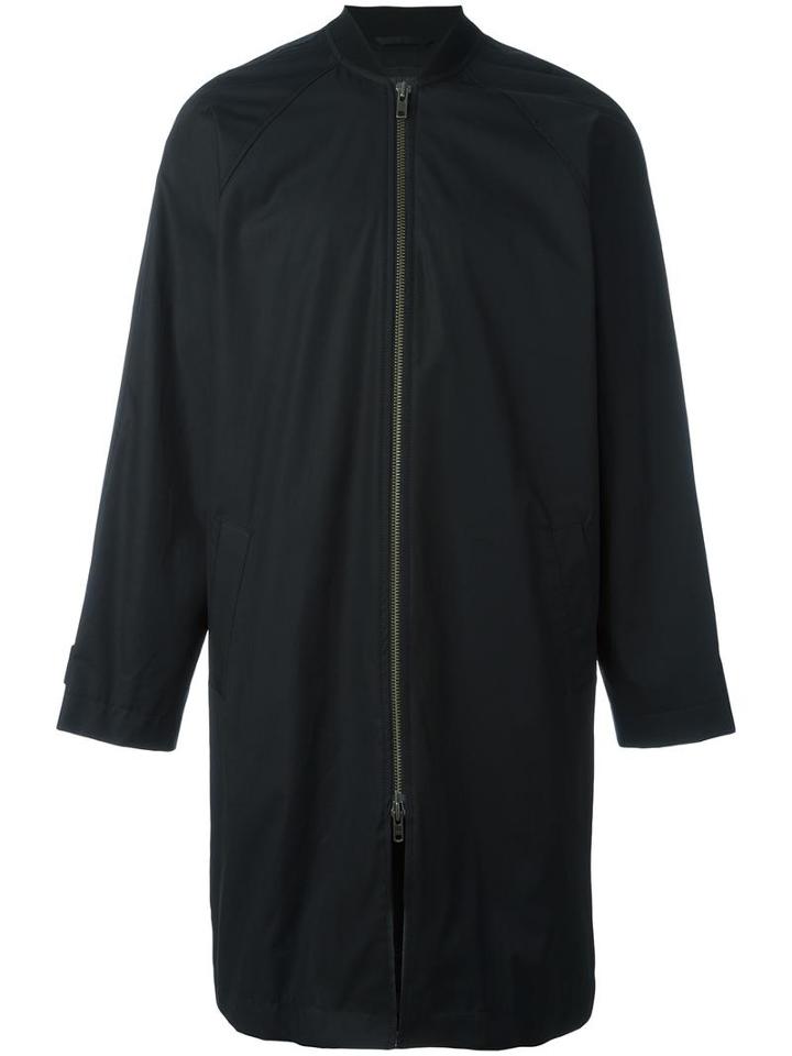 Ann Demeulemeester Grise Bomber Style Mid Raincoat, Men's, Size: Medium, Black, Cotton/rayon/acetate