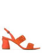 Mara Mac Asymmetric Heels Leather Sandals - Orange