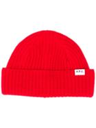A.p.c. Ribbed Knit Beanie - Red