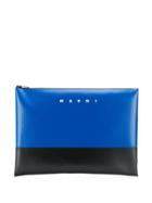 Marni Printed Logo Clutch Bag - Blue