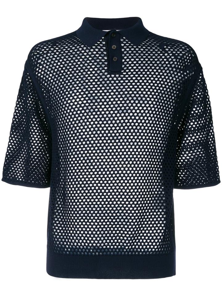 Jil Sander Mesh Polo Shirt - Blue