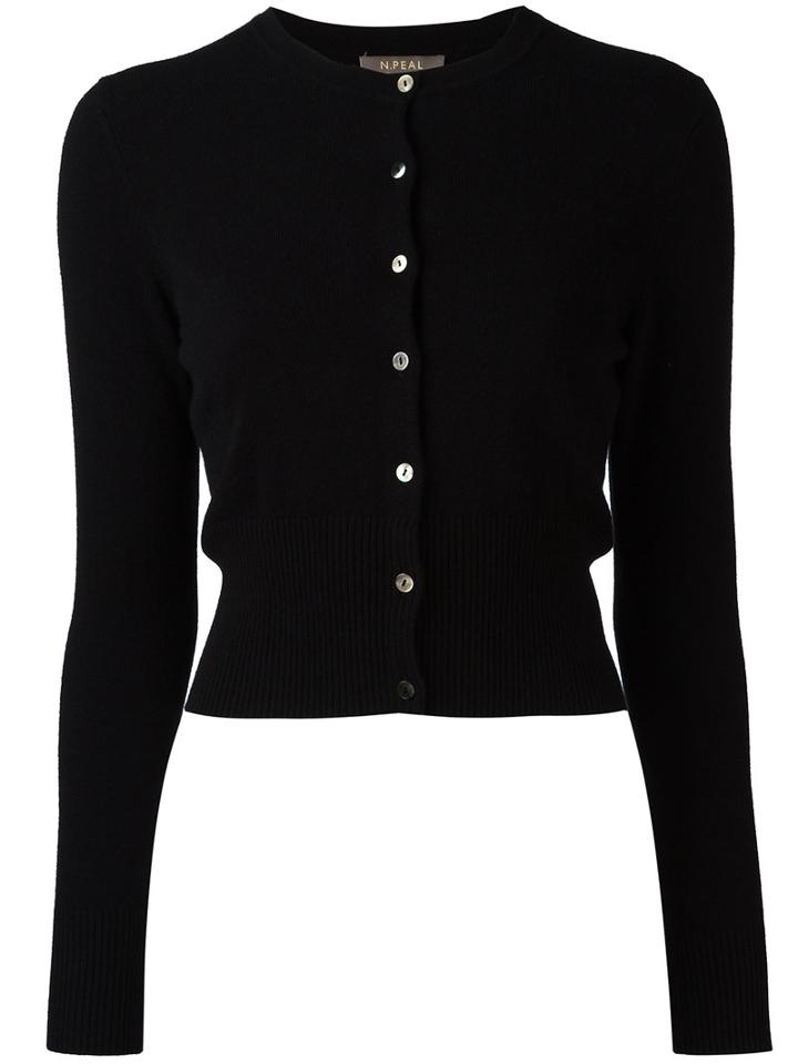 N.peal Cropped Cardigan, Women's, Size: Xl, Black, Cashmere
