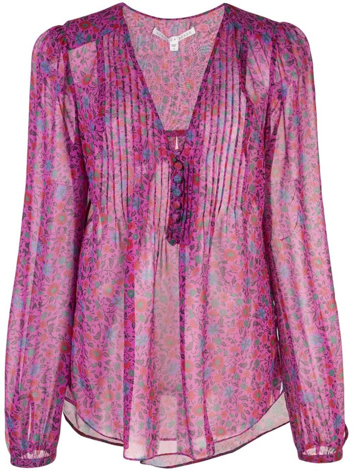 Veronica Beard Floral-print Silk Blouse - Black