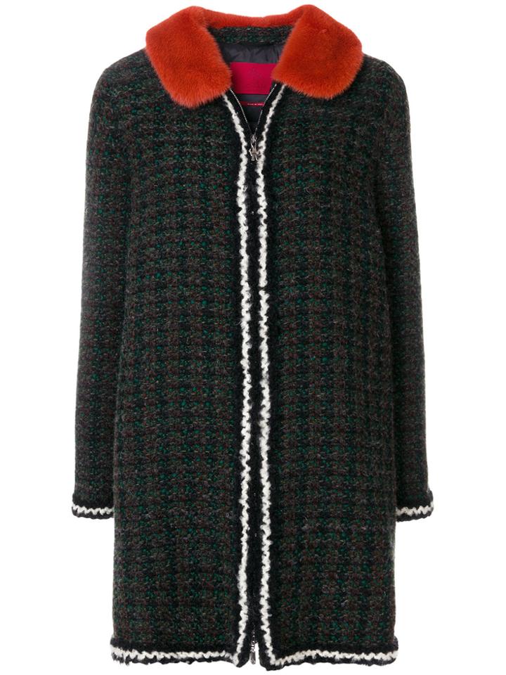 Moncler Gamme Rouge Fur Trimmed Coat - Green