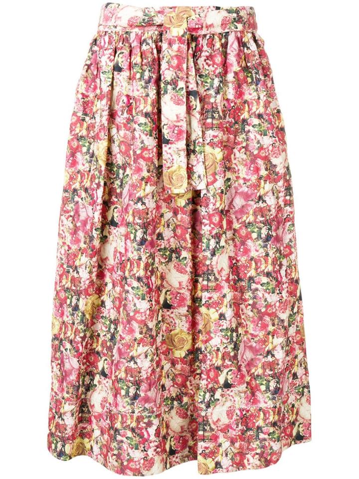 Marni Full Floral Print Skirt - Red