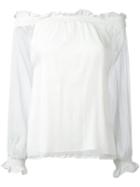 Off-the-shoulder Blouse - Women - Silk/polyester - S, White, Silk/polyester, P.a.r.o.s.h.