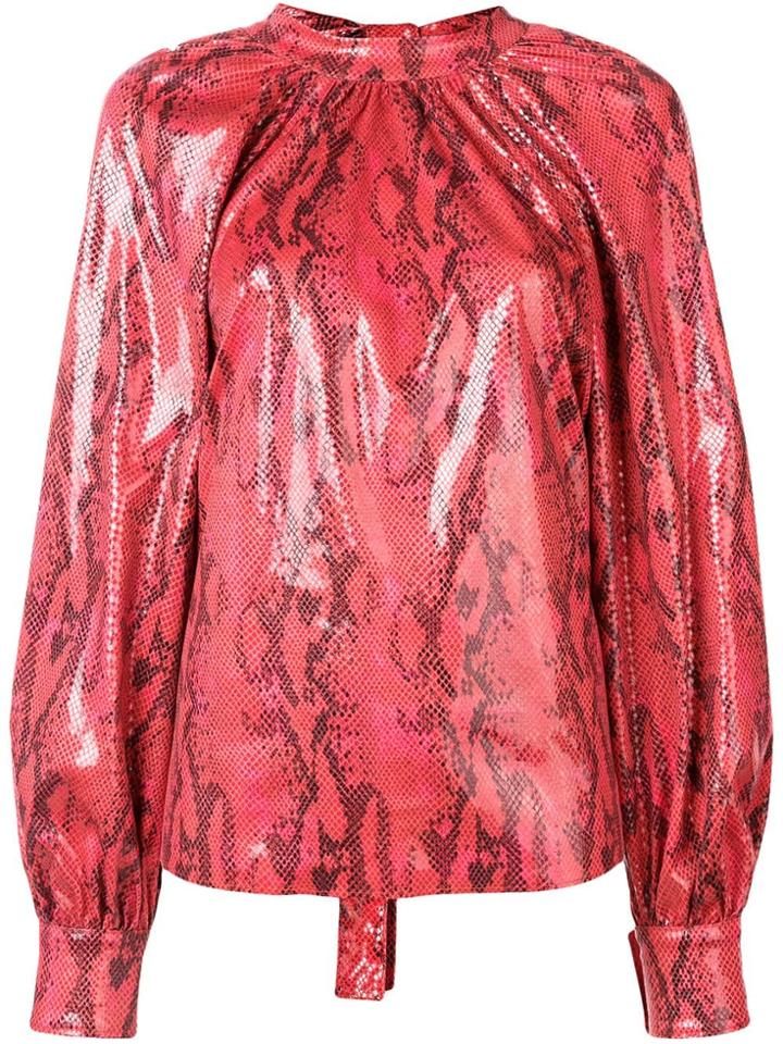 Msgm Long-sleeved Snake Effect Blouse - Red