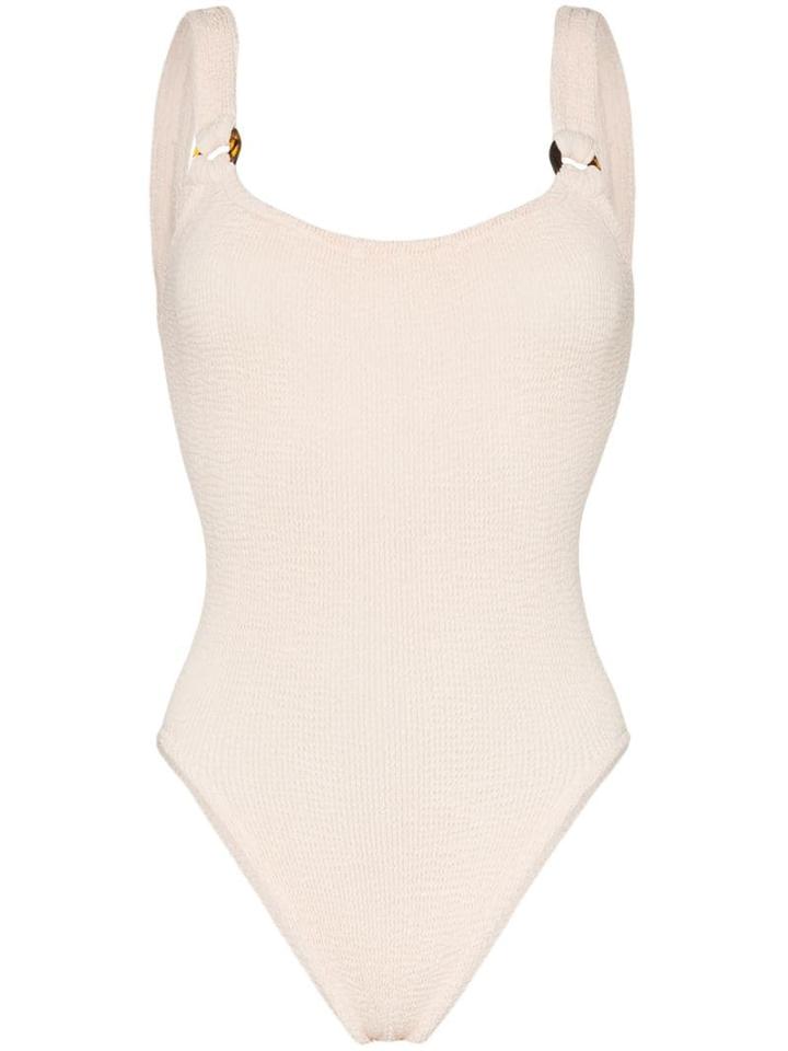 Hunza G Domino Crinkle-effect Swimsuit - Neutrals
