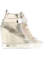 Giuseppe Zanotti Design Wedge Hi-top Sneakers, Women's, Size: 36, Grey, Leather/rubber