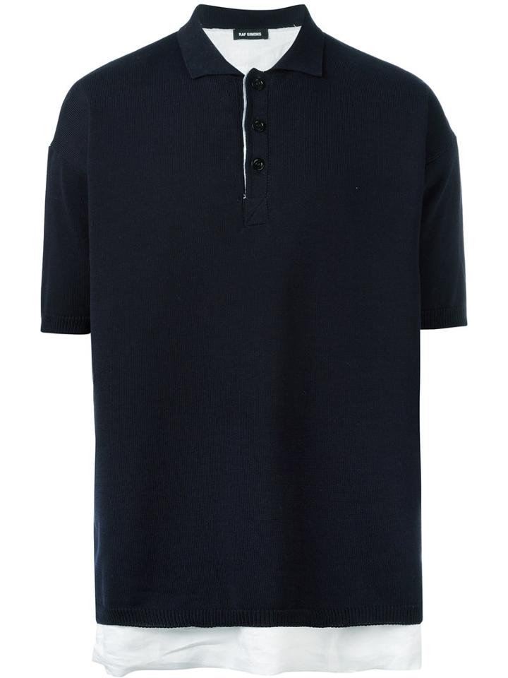 Raf Simons Layered Polo Shirt, Men's, Size: Medium, Blue, Cotton