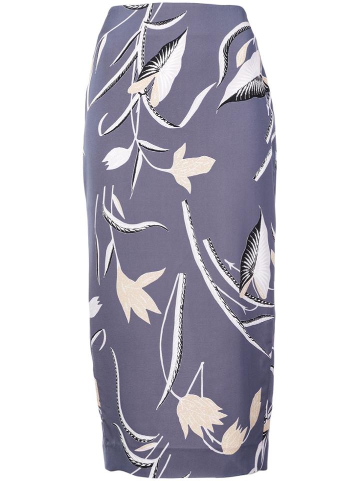 Dvf Diane Von Furstenberg Floral Print Skirt - Blue