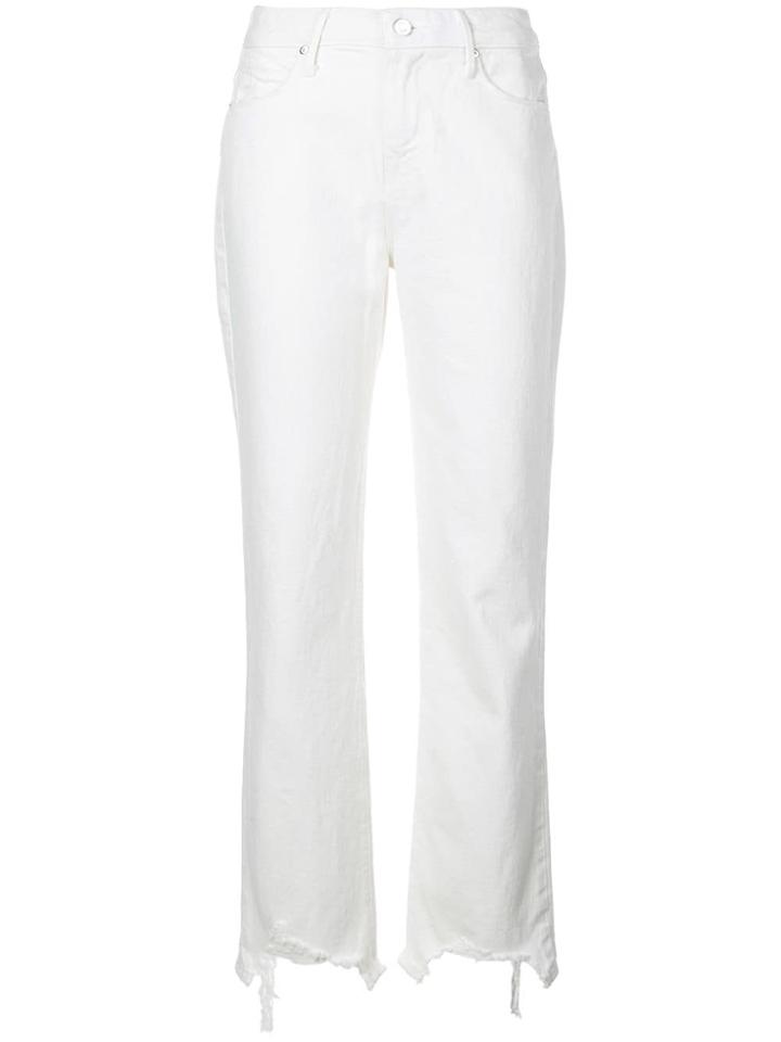 Rta Raw Hem Straight Leg Jeans - White