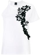 Pinko Floral Embroidered One Sleeve Top - White