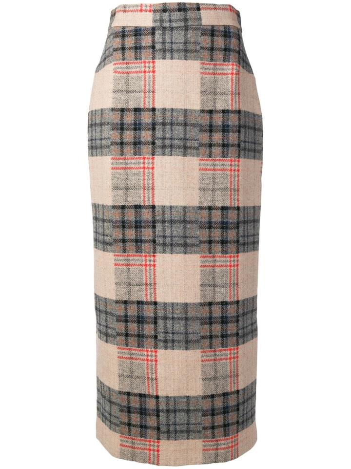 Walk Of Shame Long Checkered Skirt - Nude & Neutrals
